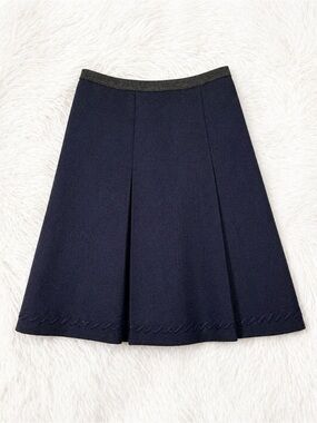 Prada Wool A-Line‎ Skirt Navy Pleated EU 38